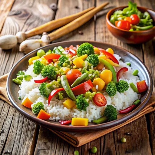 पूर्ण अनाज और सजीव सब्जी चावल